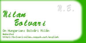 milan bolvari business card